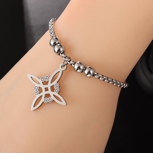 Sweet Classic Witch Knot Bracelet Ring Women's Stainless Steel