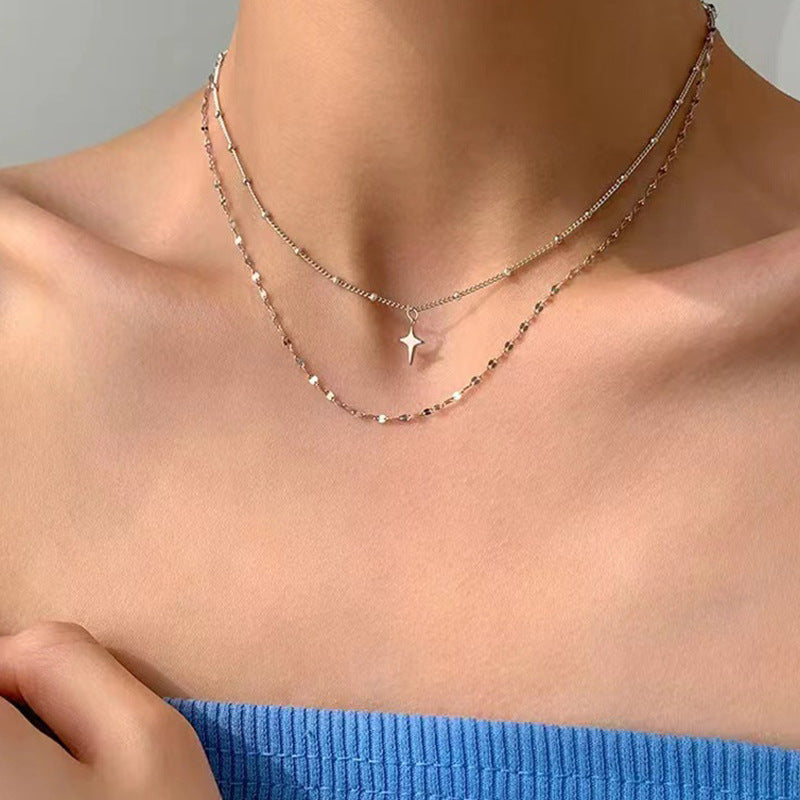 Women's Double-layer Twin Titanium Steel Necklace