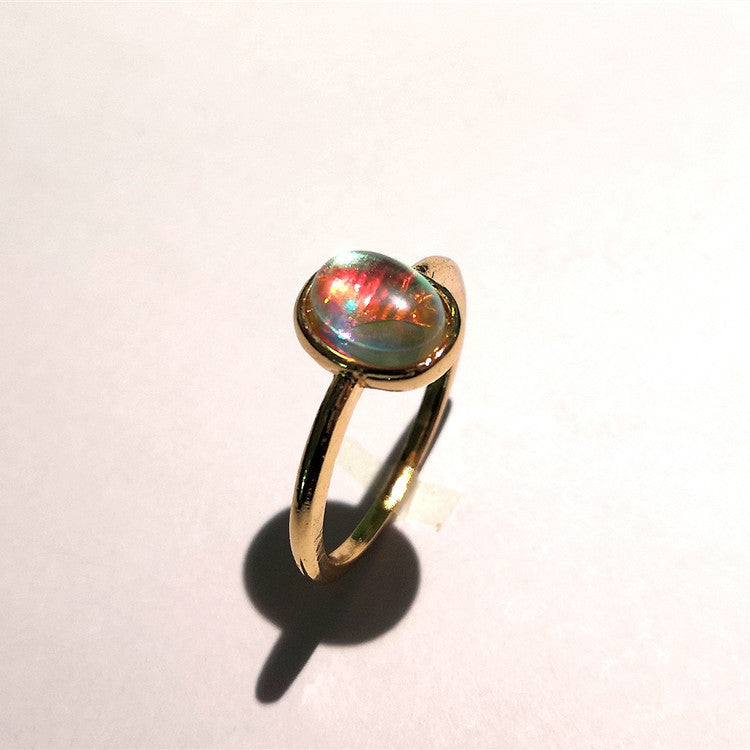 Zirconium-embedded Moonstone Gold Ring