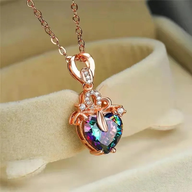 Fashion Love Pendant Necklace Heart-shaped Zircon Women's