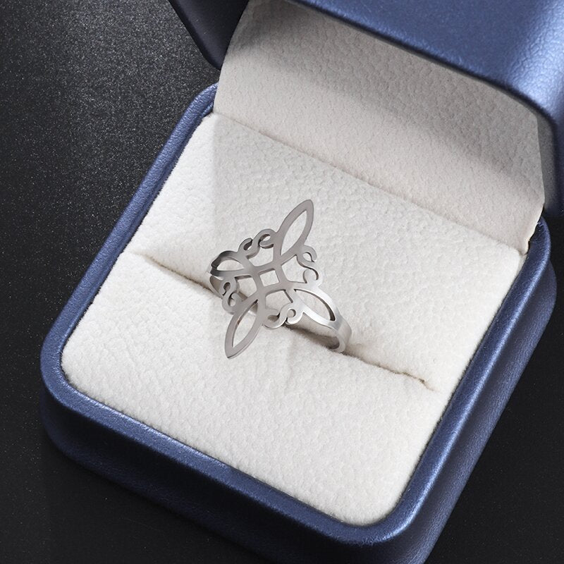 Sweet Classic Witch Knot Bracelet Ring Women's Stainless Steel