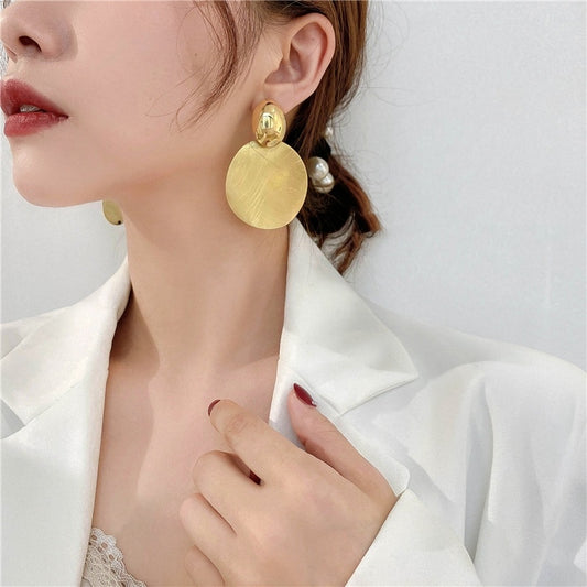 Round Large Earrings Fashion Graceful Personality Metal Geometry Retro
