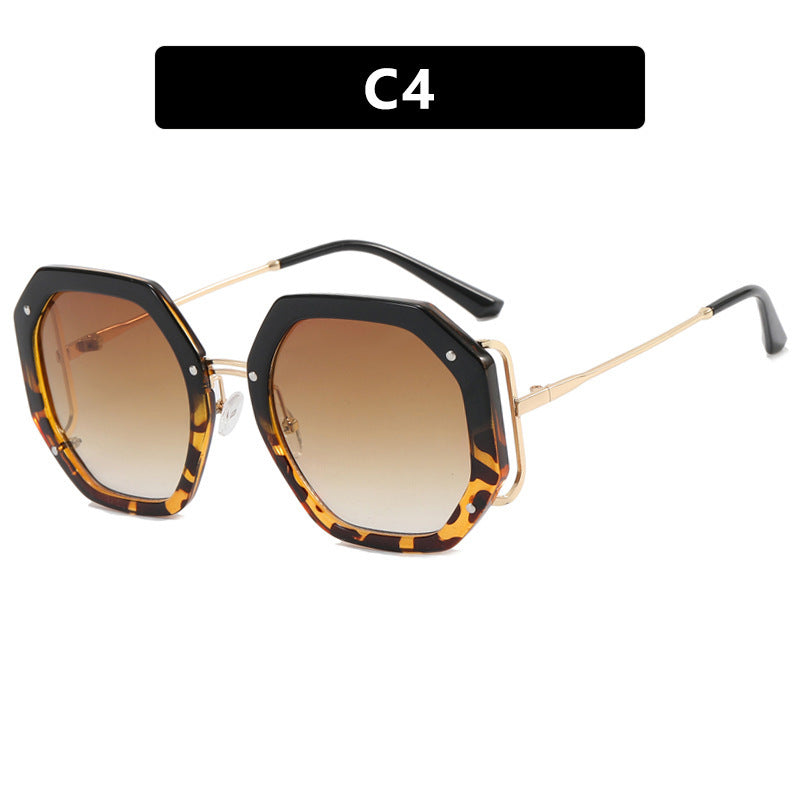 Women's Large Frame Hollow Polygonal Sunglasses