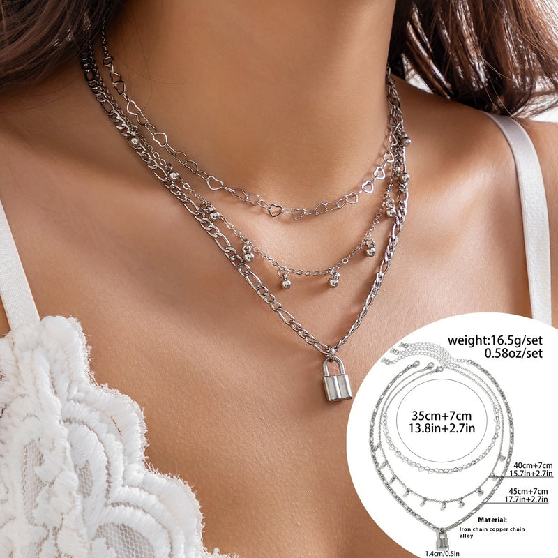 Women's Simple Slim Chain Multi-layer Imitation Pearl Necklace