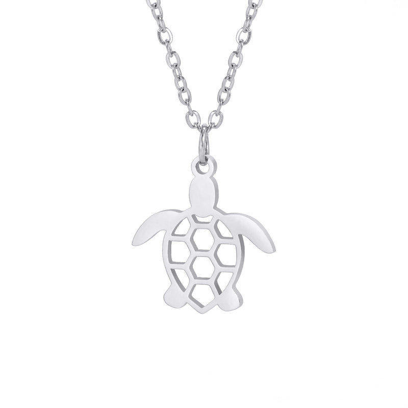 Fashionable Temperamental All-match Stainless Steel Hollow Single Hole Turtle Pendant Necklace