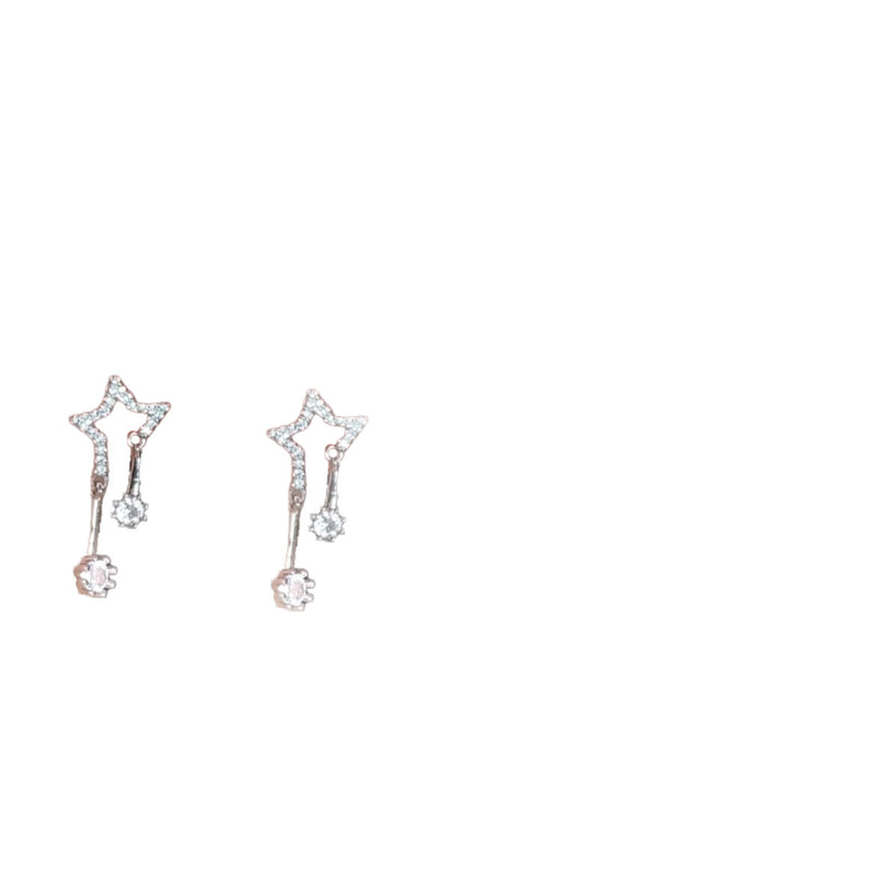 Diamond Embedded Star Stud Earrings Female Ins Style Design High Sense