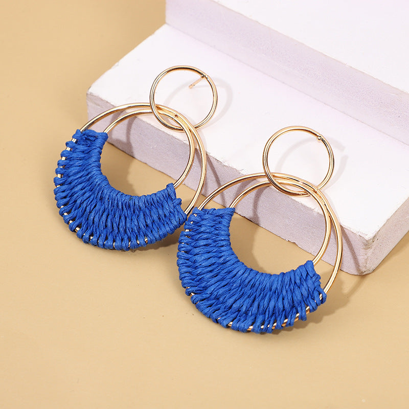 Women's Fashion Creative Hand Weaving Stud Earrings