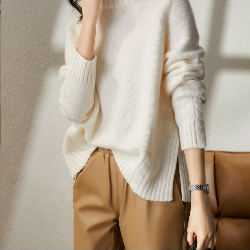 French Style Half Turtleneck Chic All-matching Youthful-looking Long Sleeve Knitted Sweater Women's Autumn